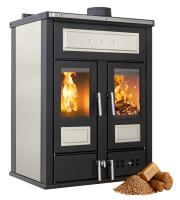 Klover BI-FIRE MID Hybrid Kombi Kaminofen Holz Pellet wasserführend Stahl Avorio 27,4 kw
